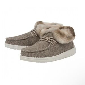 Hey Dude Britt Youth Faux Fur Ankle Boots Coffee Dye Brown Size 11